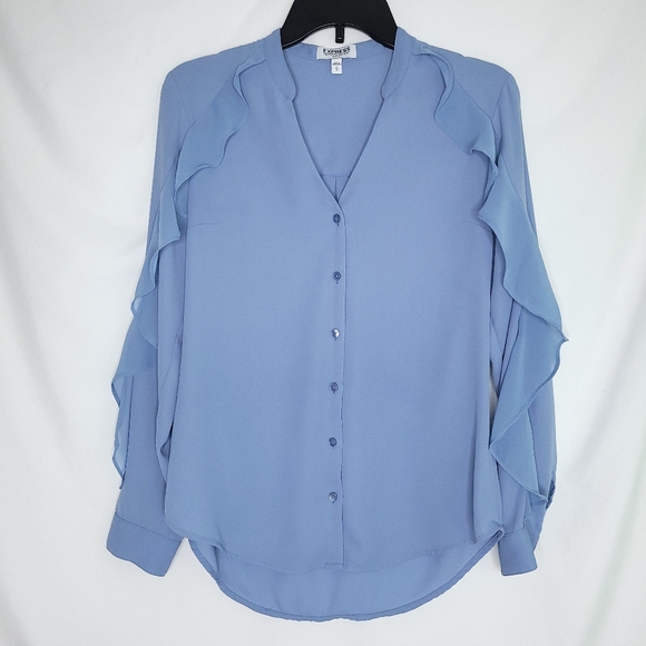 EXPRESS Portofino Slim Fit Women's Ruffle Sleeve Blouse SMALL - Picture 1 of 12